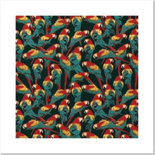 seamless pattern of scarlet macaw birds. Posters and Art